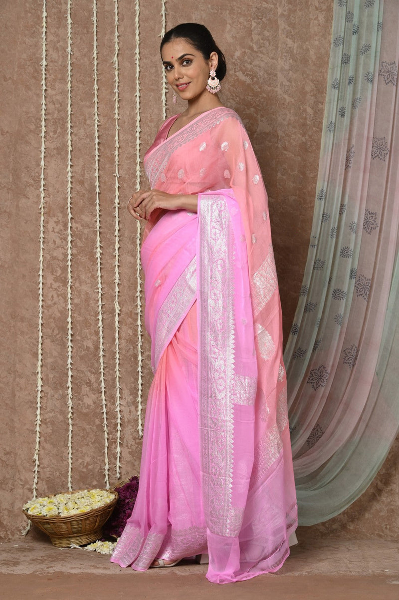 Tyohaar Blush Pink Handloom Khaddi Georgette Saree