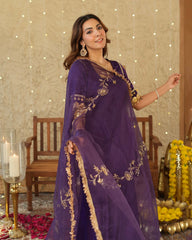 Satin Purple Ujwal Sharara Set