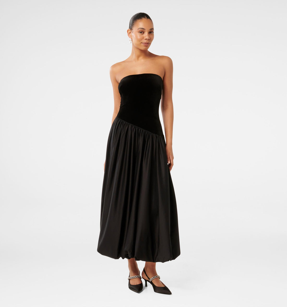 Delilah Velvet Bubble Hem Midi Dress