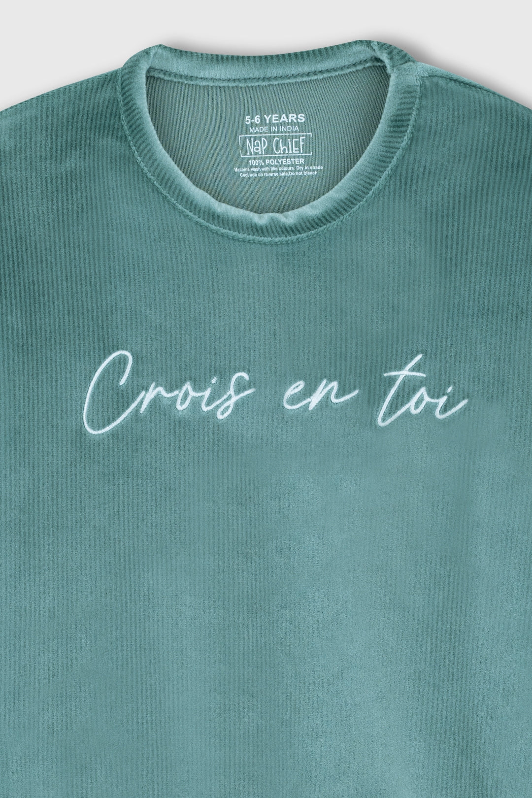 teal velour kidswear