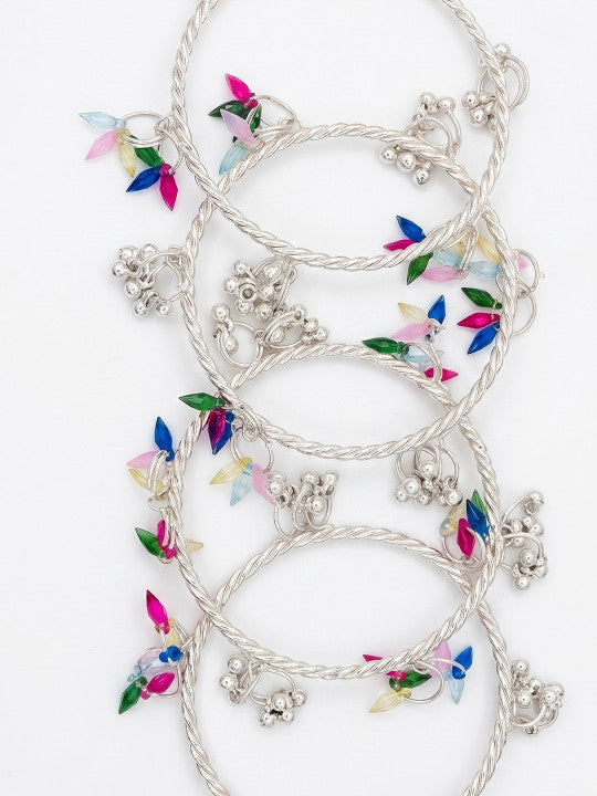 Gold-Plated Stone Studded & Beaded Bangles