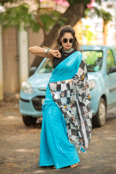Whimsical Wings Mul Mul Printed Saree