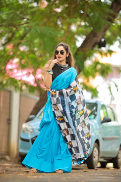 Whimsical Wings Mul Mul Printed Saree