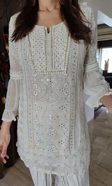 Georgette kurti with chikan work