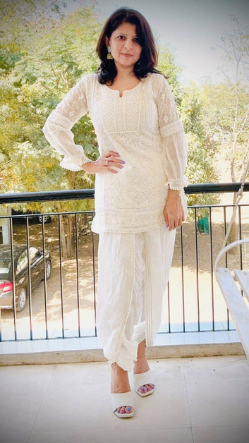 Lucknowi embroidery kurta set