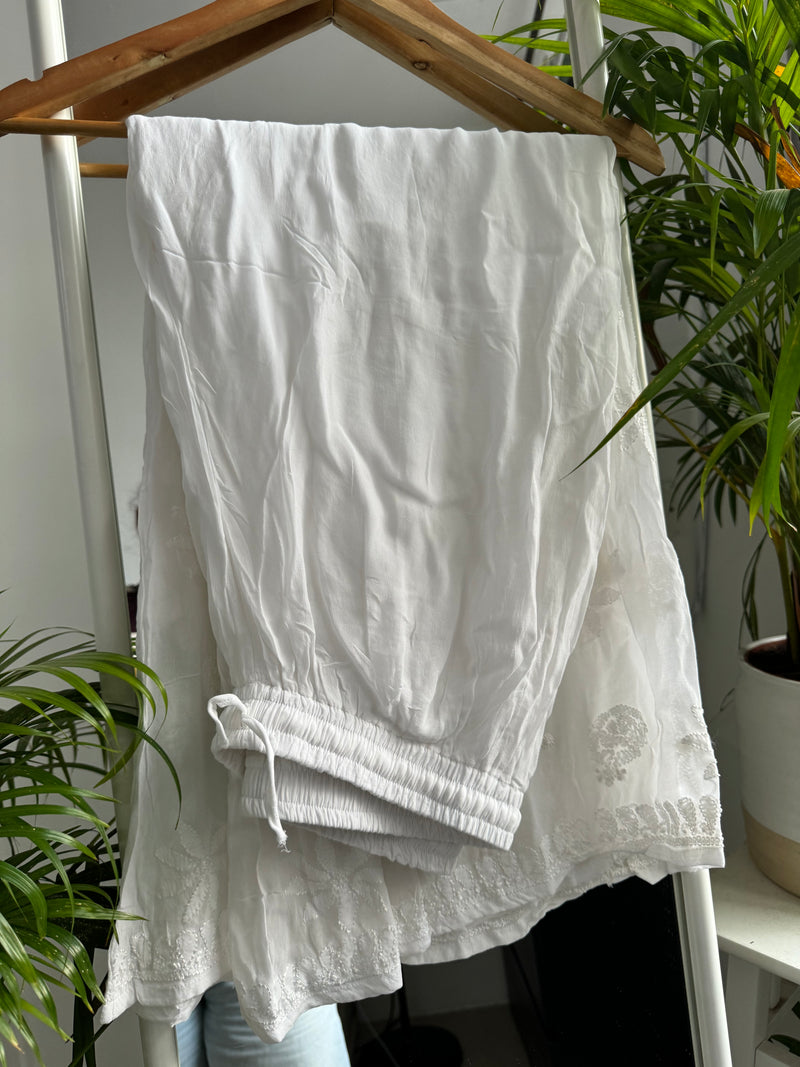 Chikankari embroidered palazzo pants