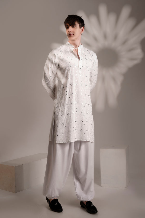White festive kurta for men