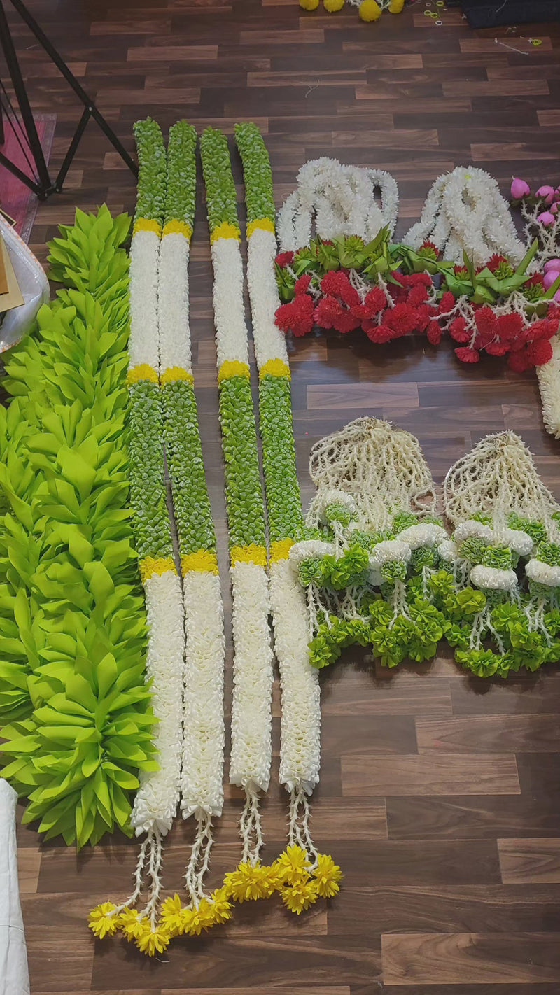 White Green Garland Set with Hangings