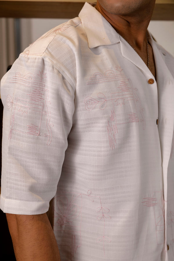 Embroidered white shirt men