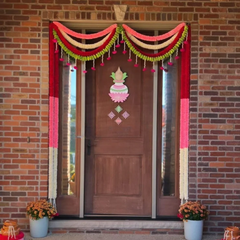White Pink Entrance Door Toran Set