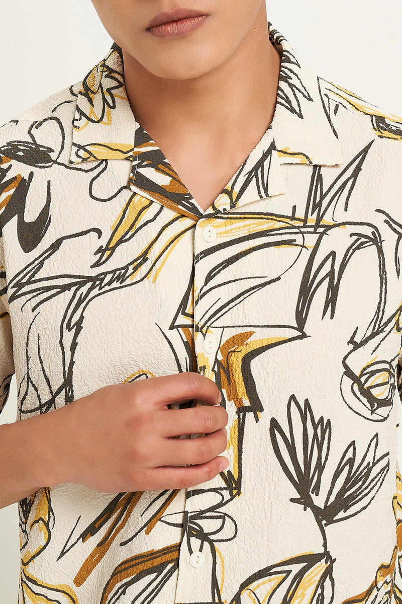 White polyester relaxed shirt