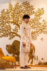 Botanical motif kurta for men
