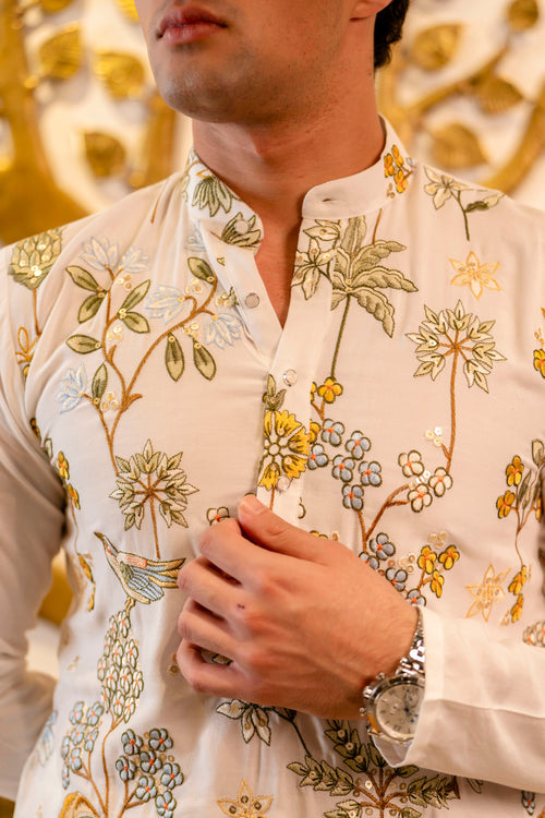 Long sleeve embroidered kurta