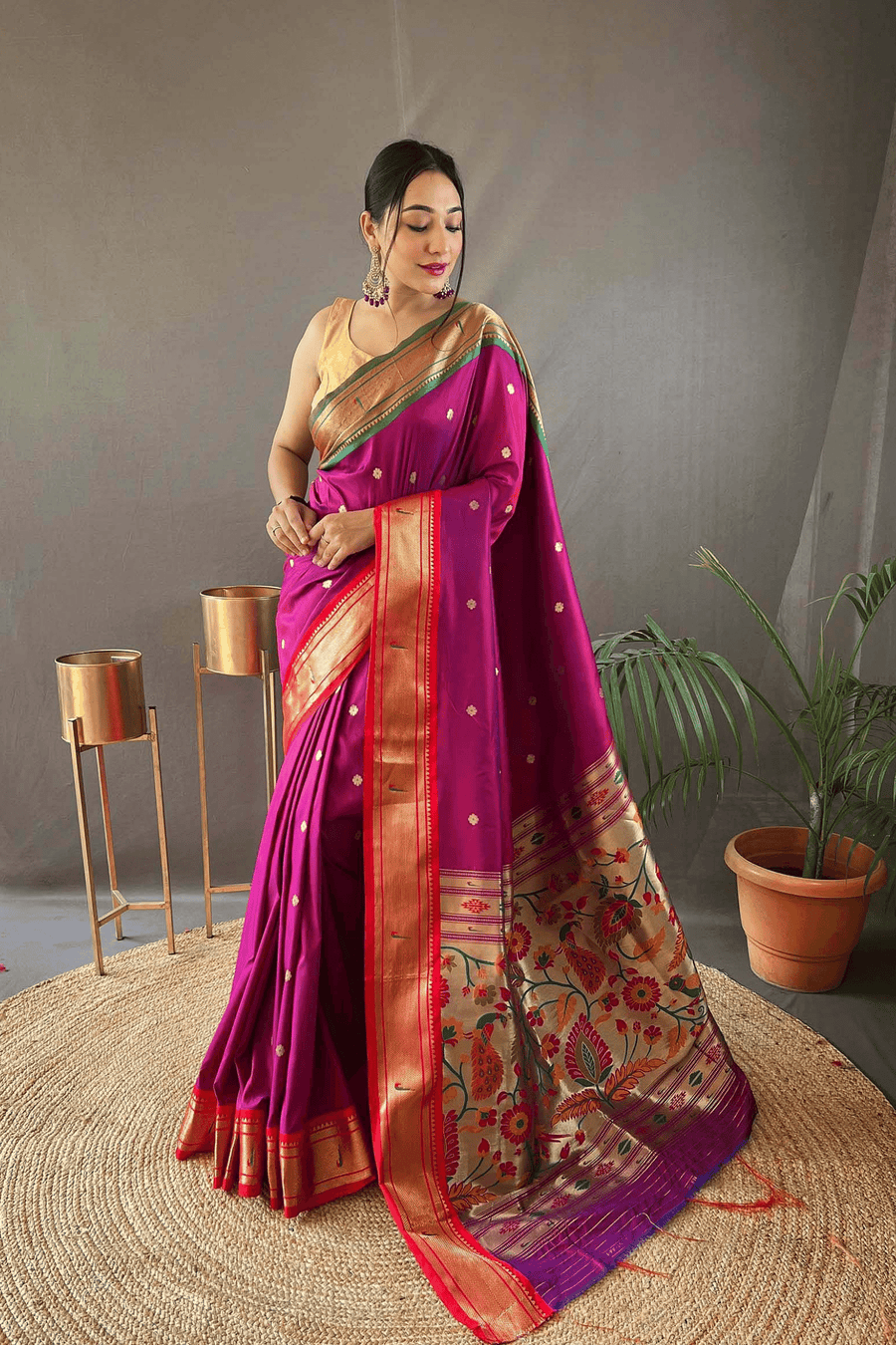 Wine Ready to Wear Kamal Paithani Saree
