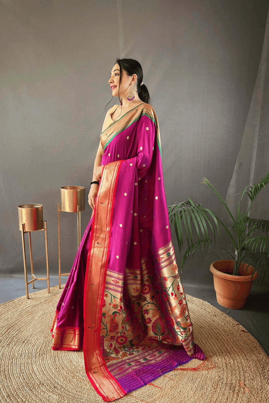 Wine Ready to Wear Kamal Paithani Saree