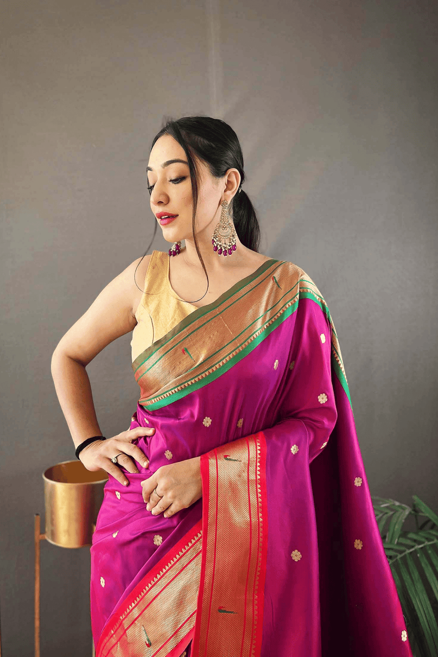 Wine Ready to Wear Kamal Paithani Saree