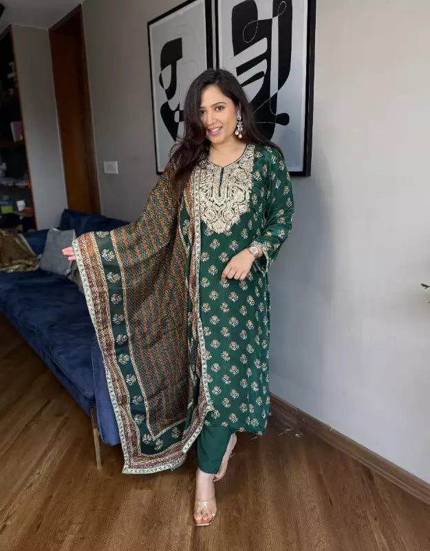 Farah Ajrakh Anarkali Set with Dupatta
