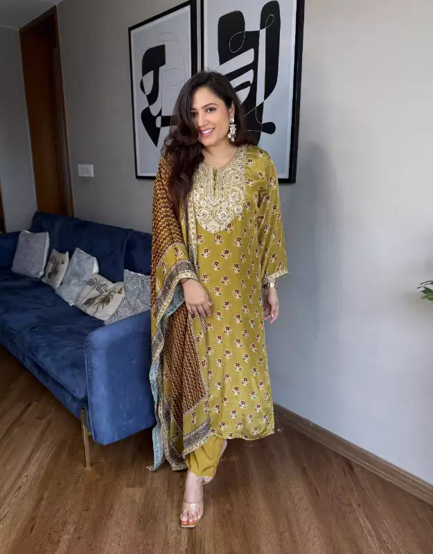 Farah Ajrakh Anarkali Set with Dupatta