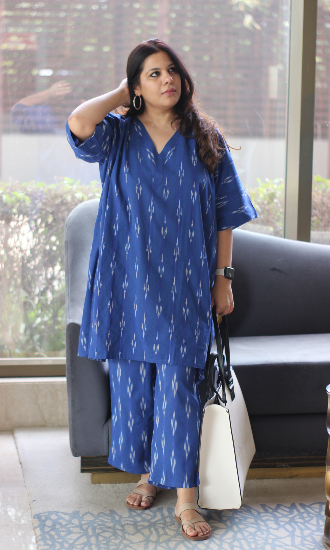 Ikat kaftan cotton co-ord