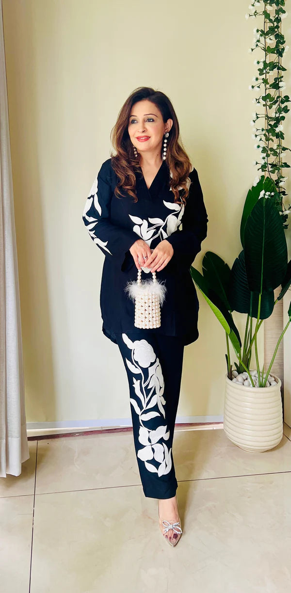 Aaliyah Black Rayon Women's Co-ord Set