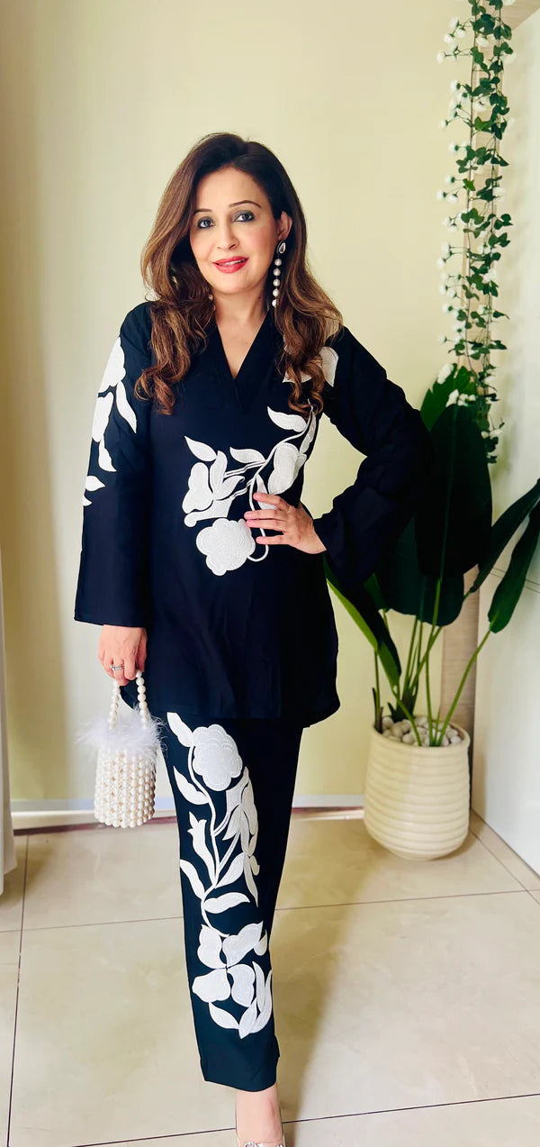 black kurta pant set