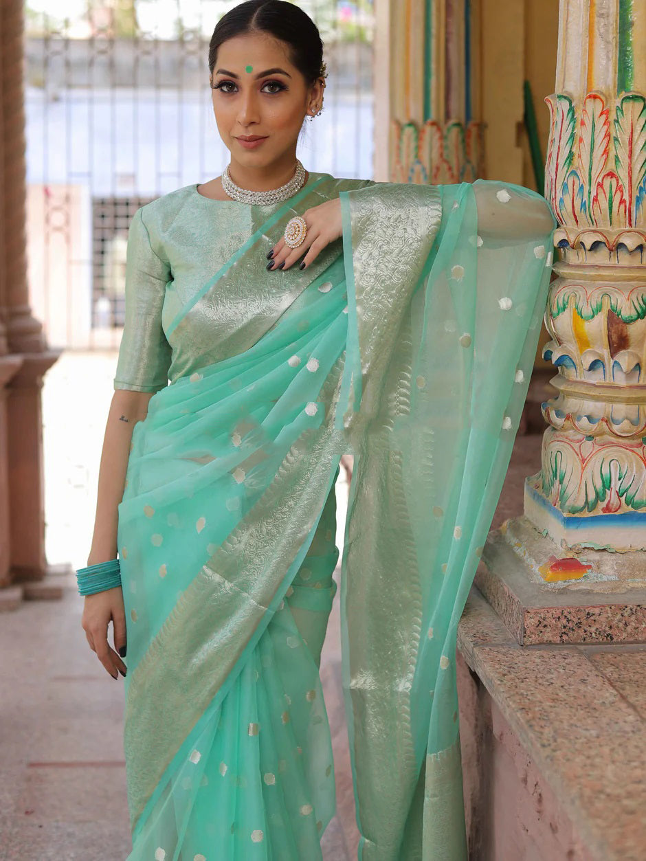sea green wedding saree for women