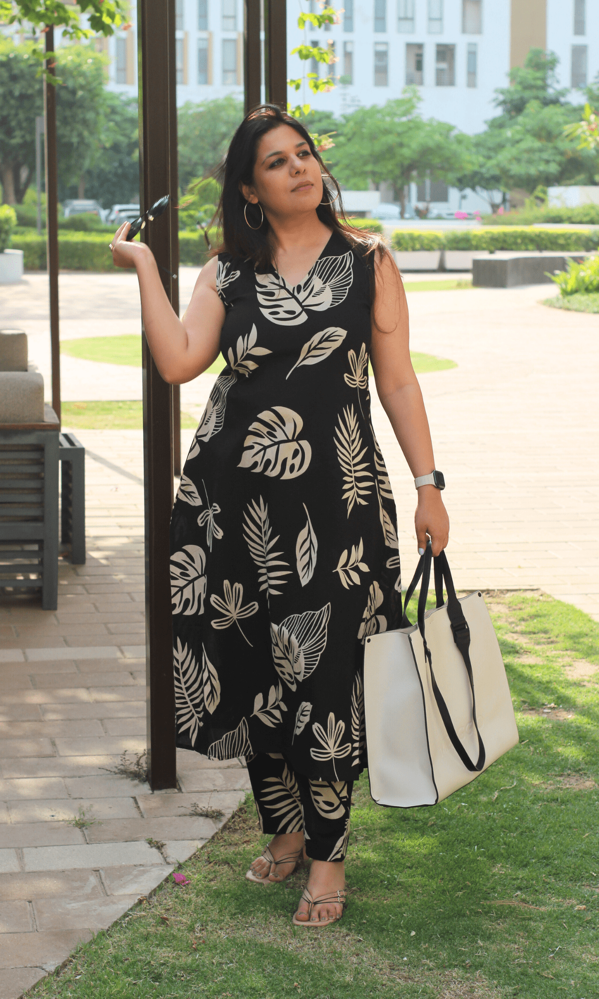 Leaf print Indian kurta
