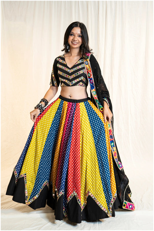 Women’s Black Bandhani Skirt 2715