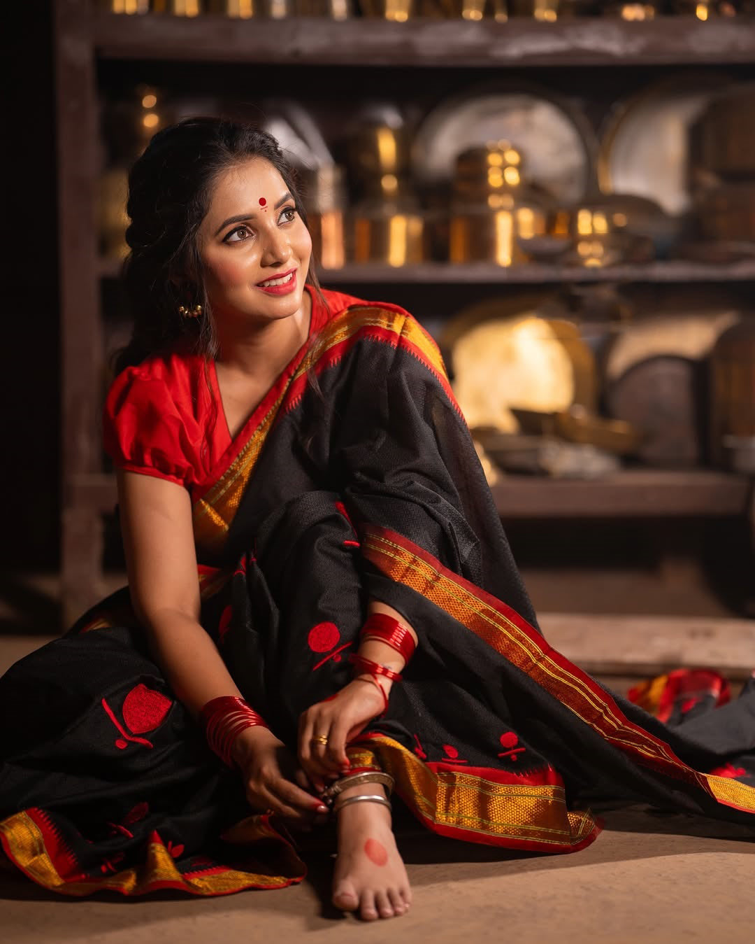 black traditional saree