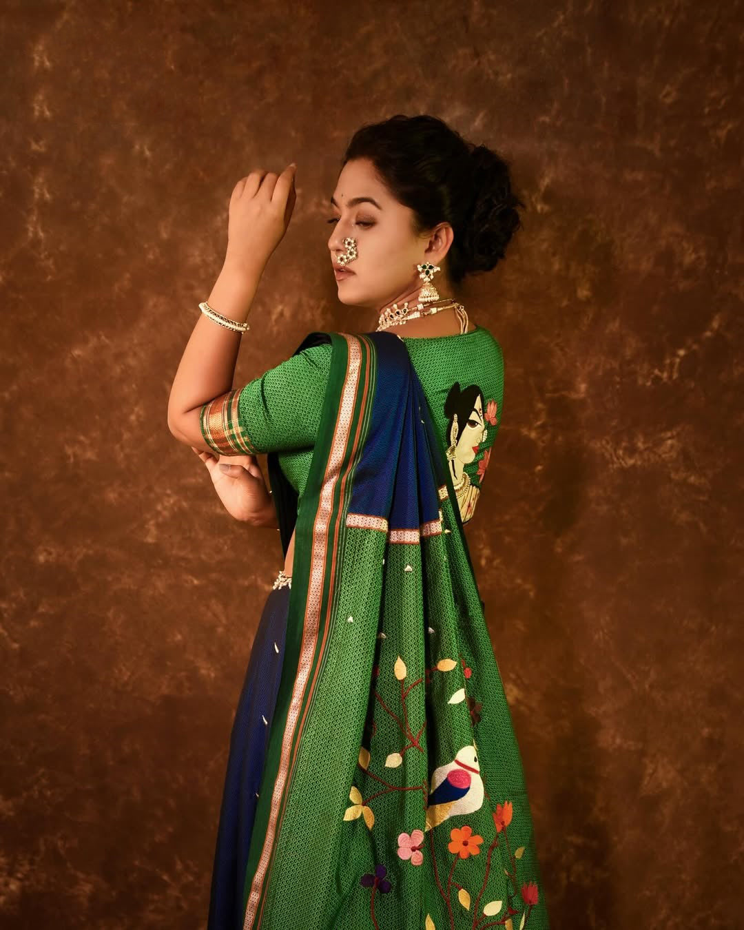 Parrot print saree