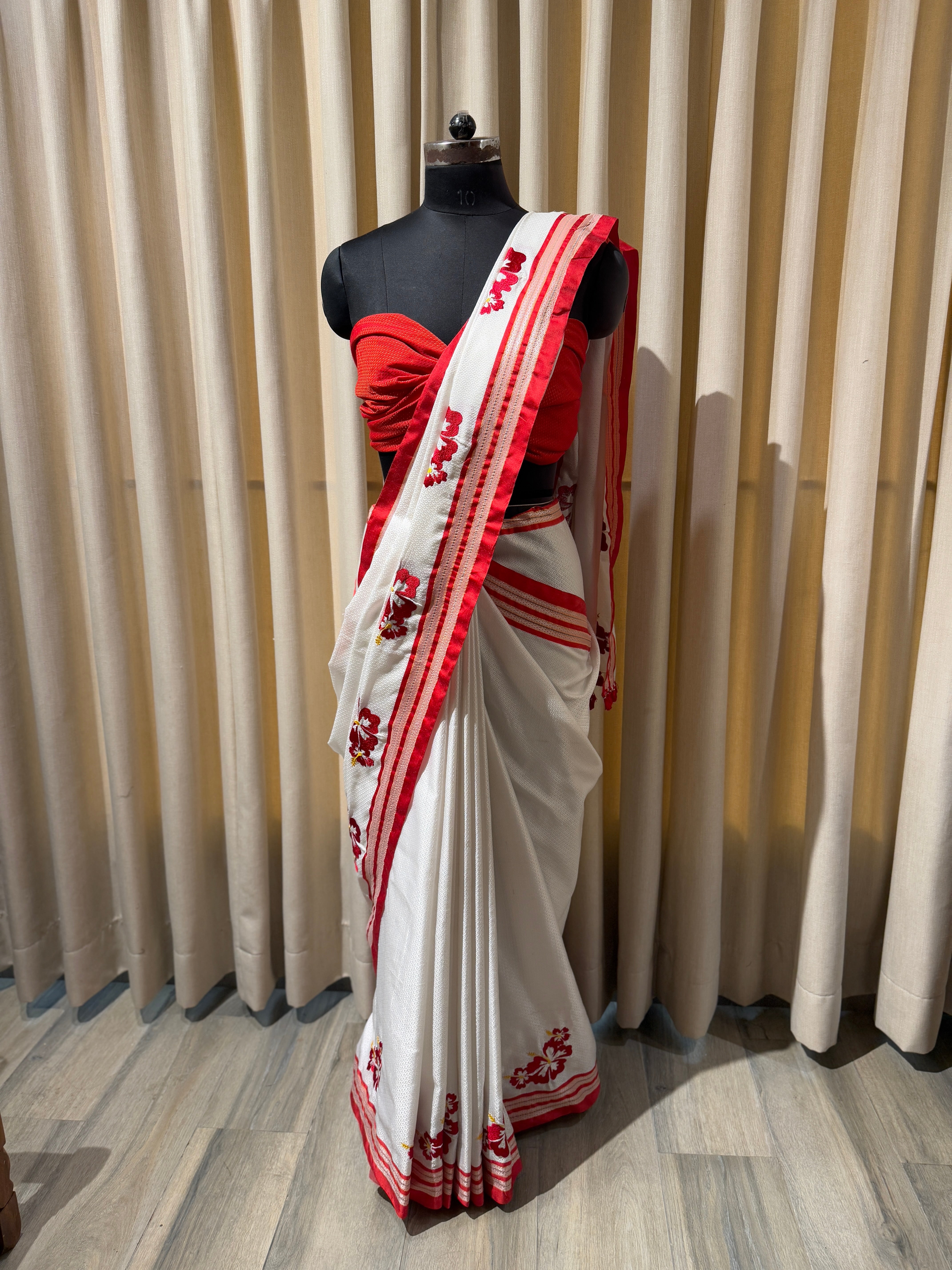 Saree with Mata Parvati and Ganesha