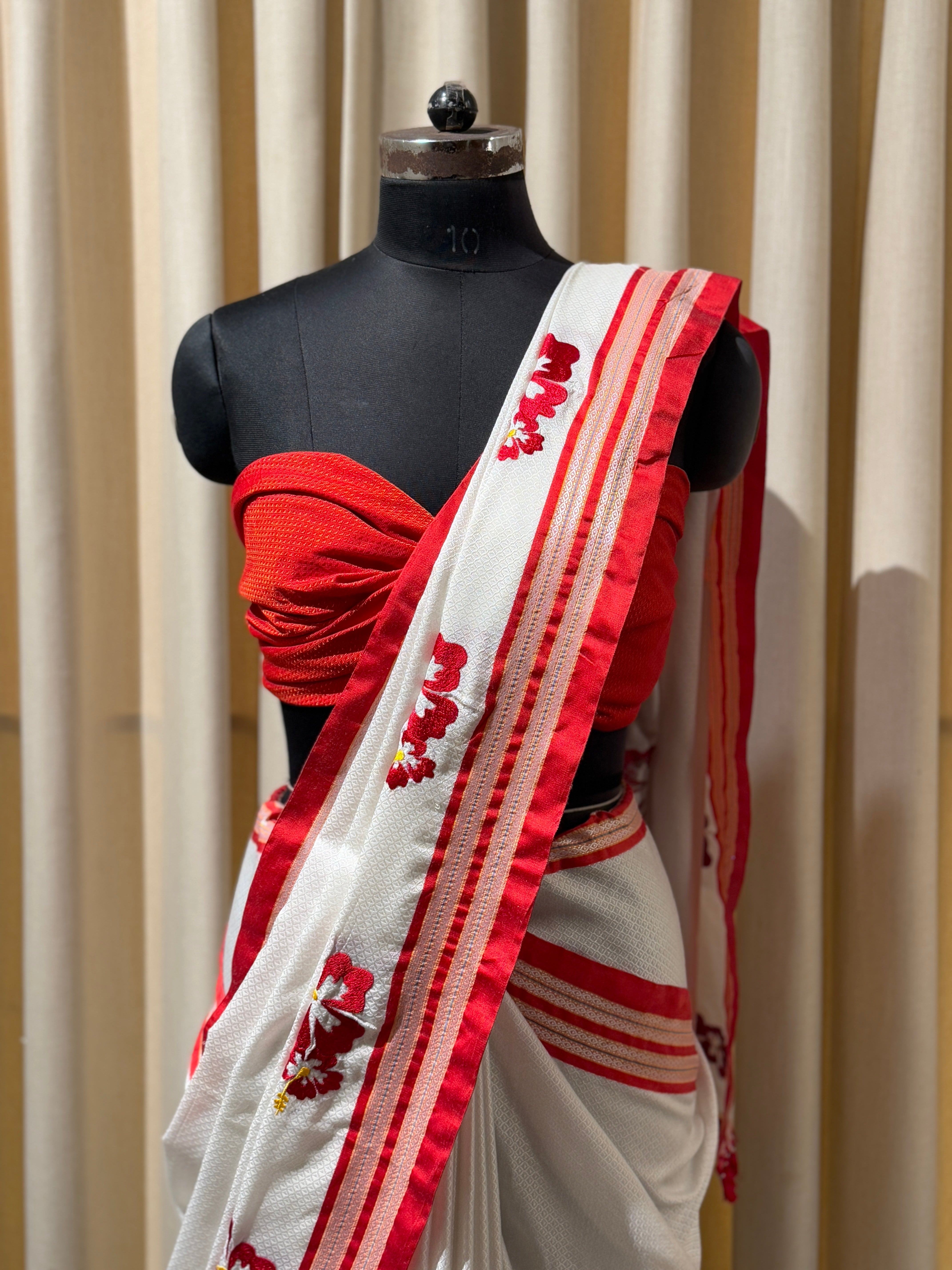 Hibiscus flower saree design