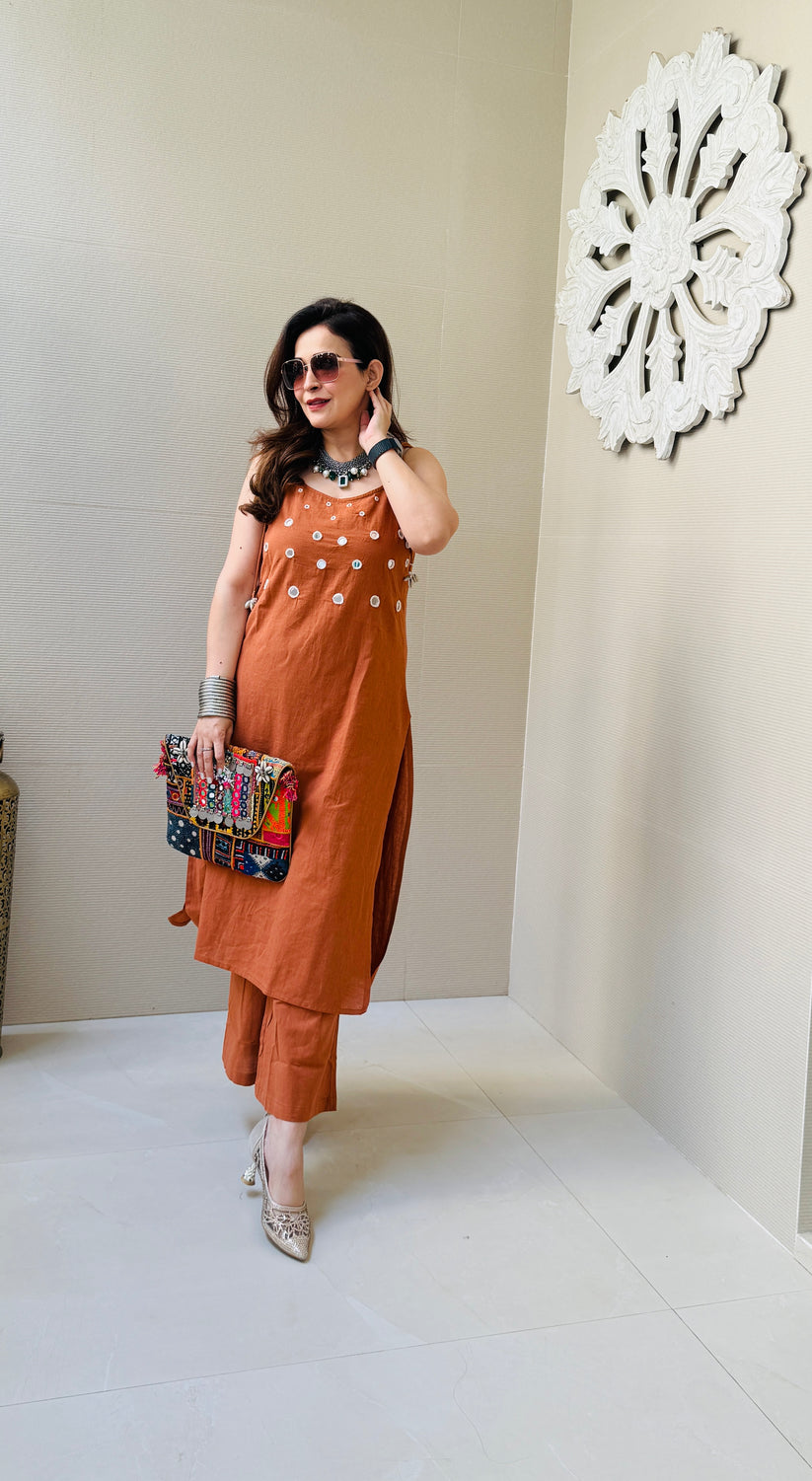 Women's Hand Mirror Cotton Kurta Set