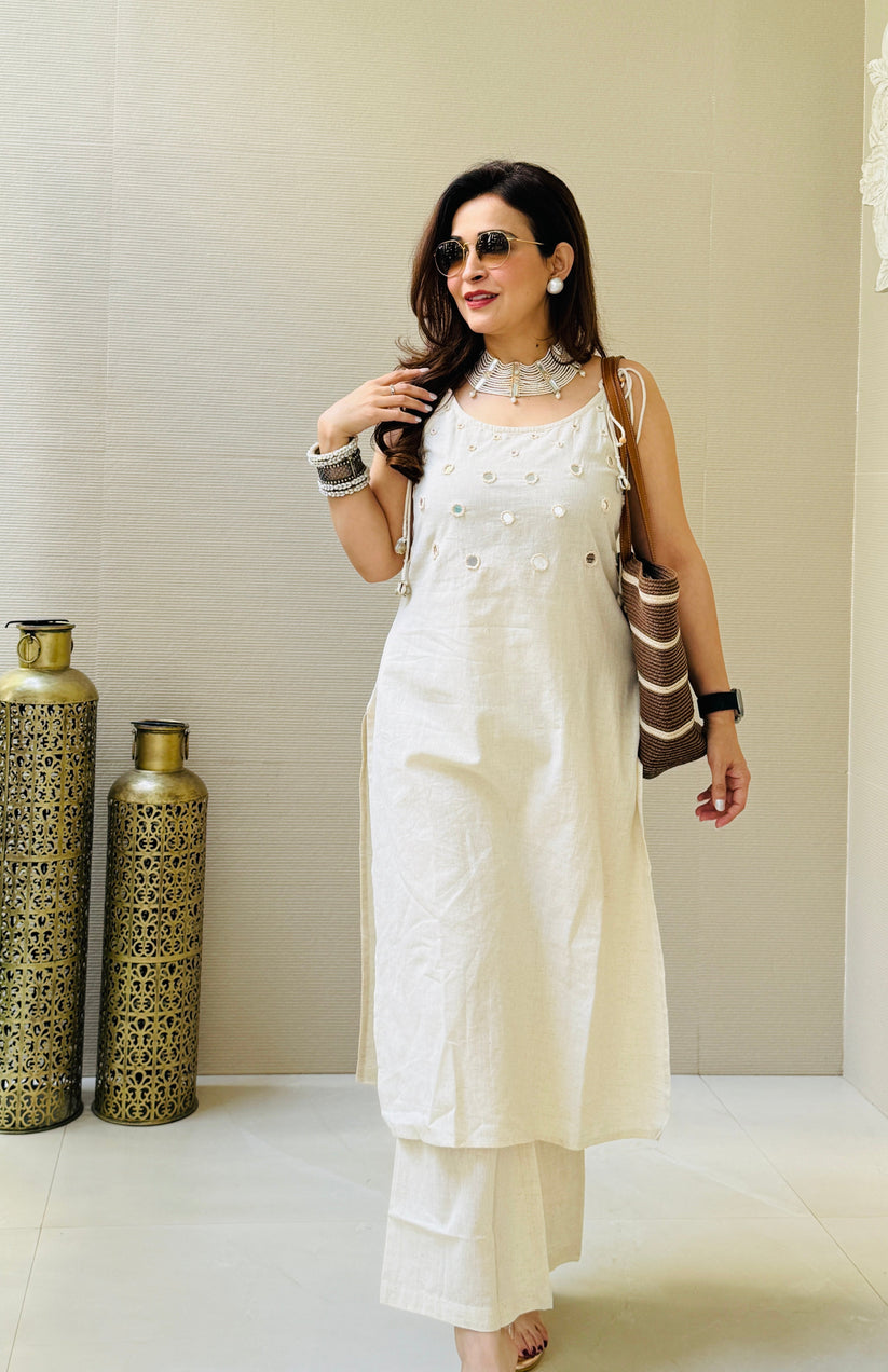 Hand mirror embroidery kurta