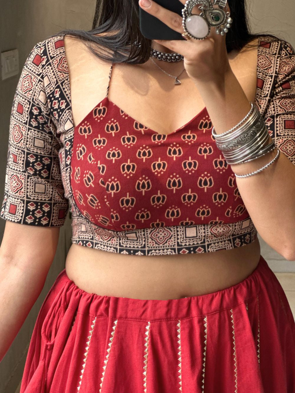Red chaniya choli online shopping