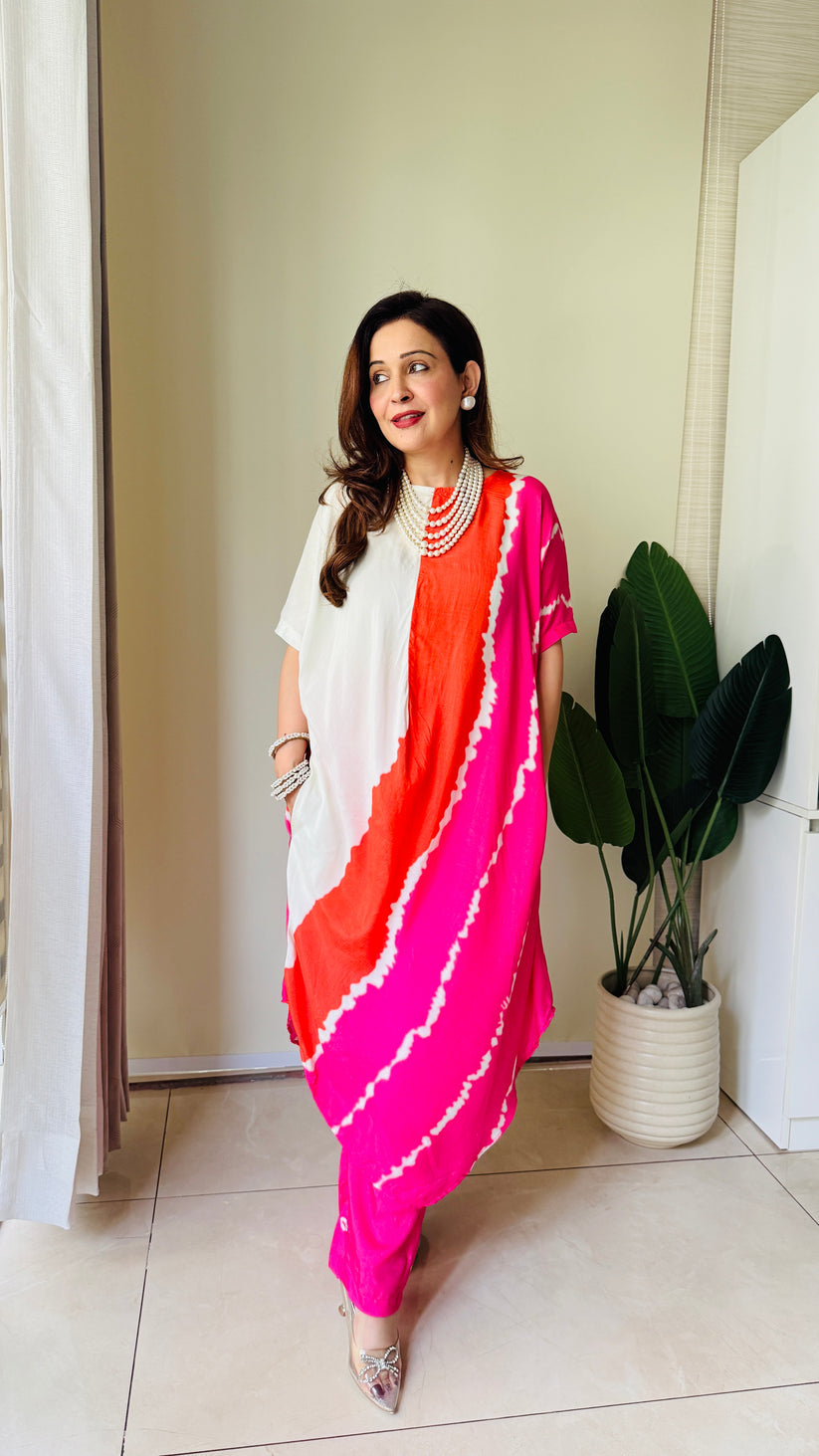 leheriya print dress