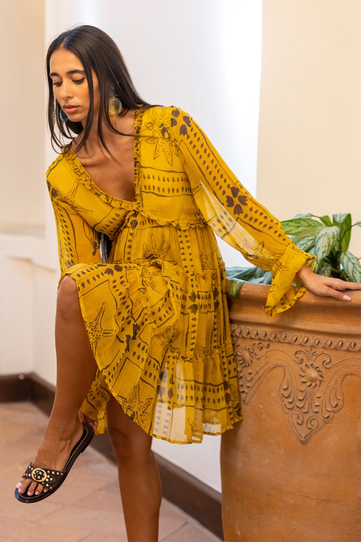 Frill chiffon dress
