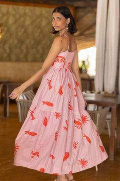 Seaside print maxi dress