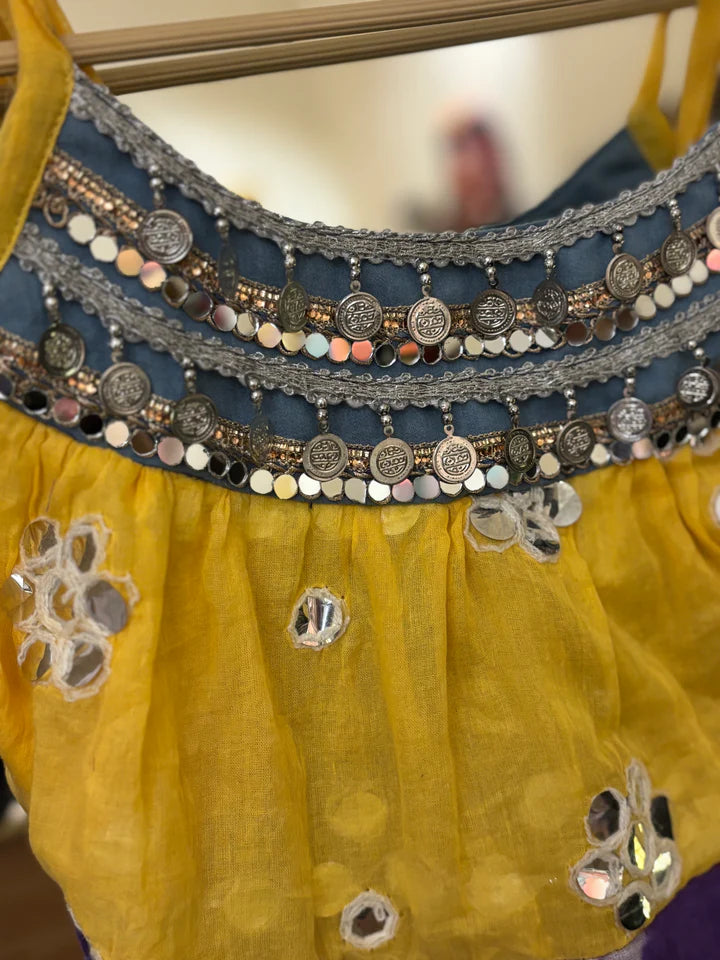 bandhani panel crop top