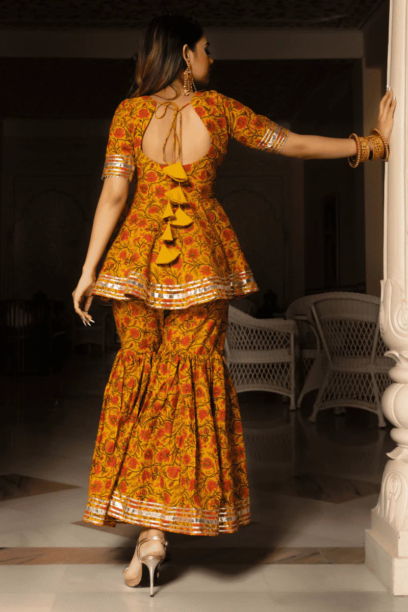 cotton kurta pant sharara set