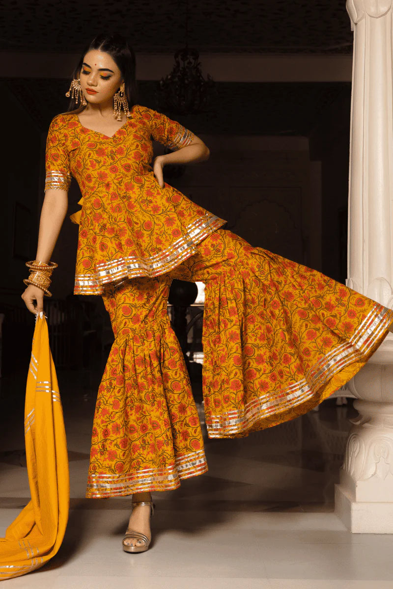 women’s cotton sharara suit