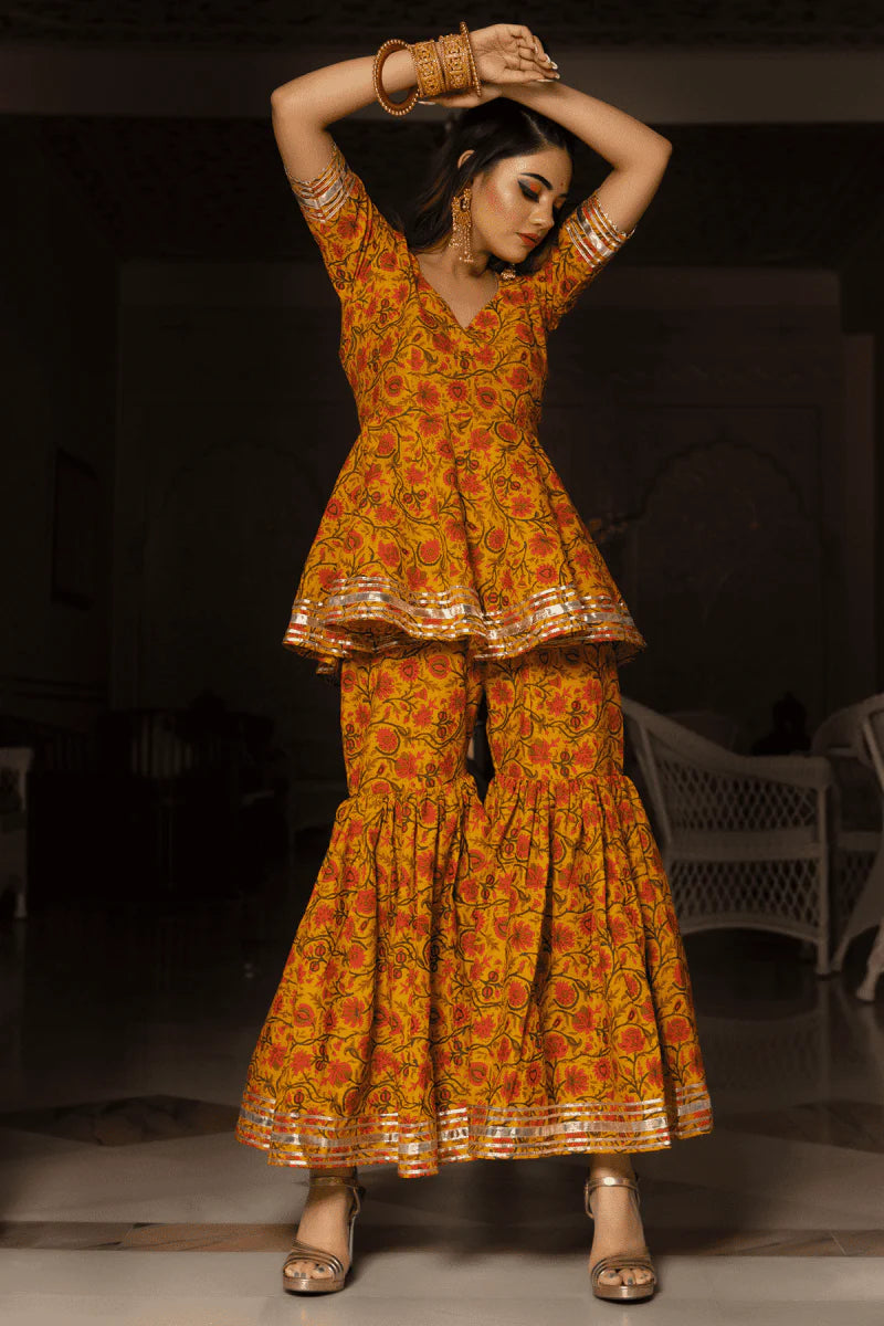 hand block print sharara set