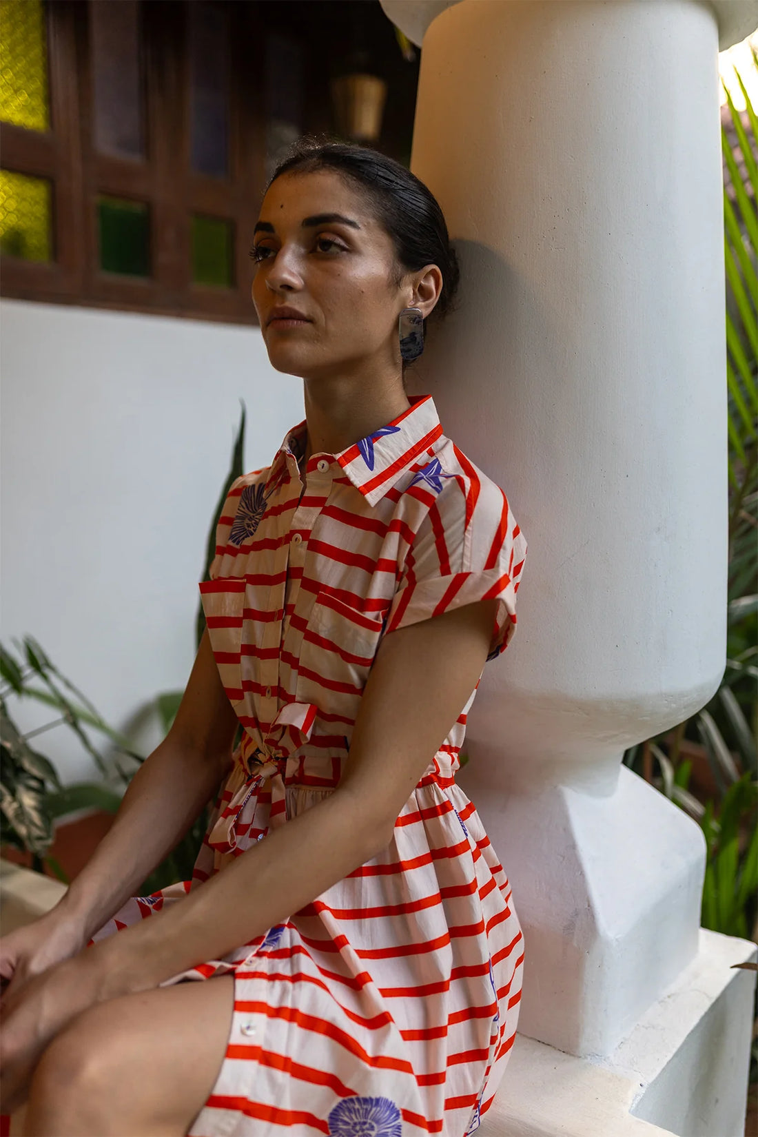 short cotton dress with belt