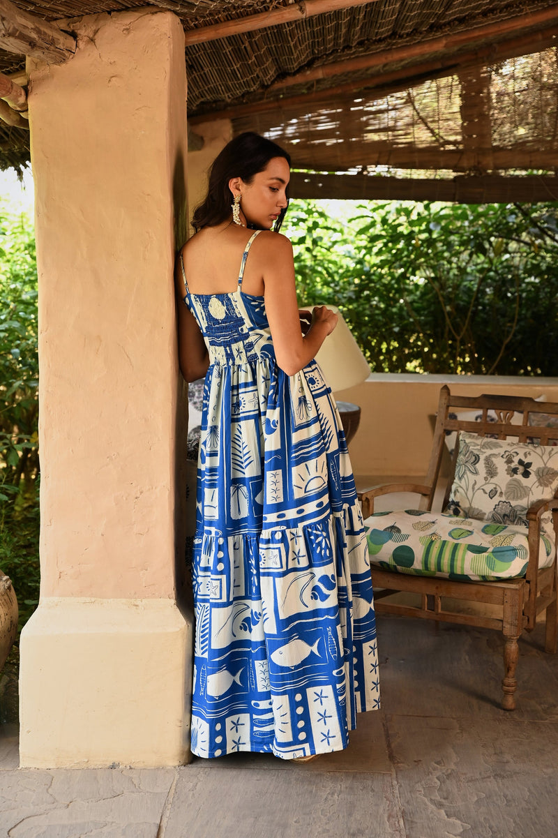 Ocean print maxi dress