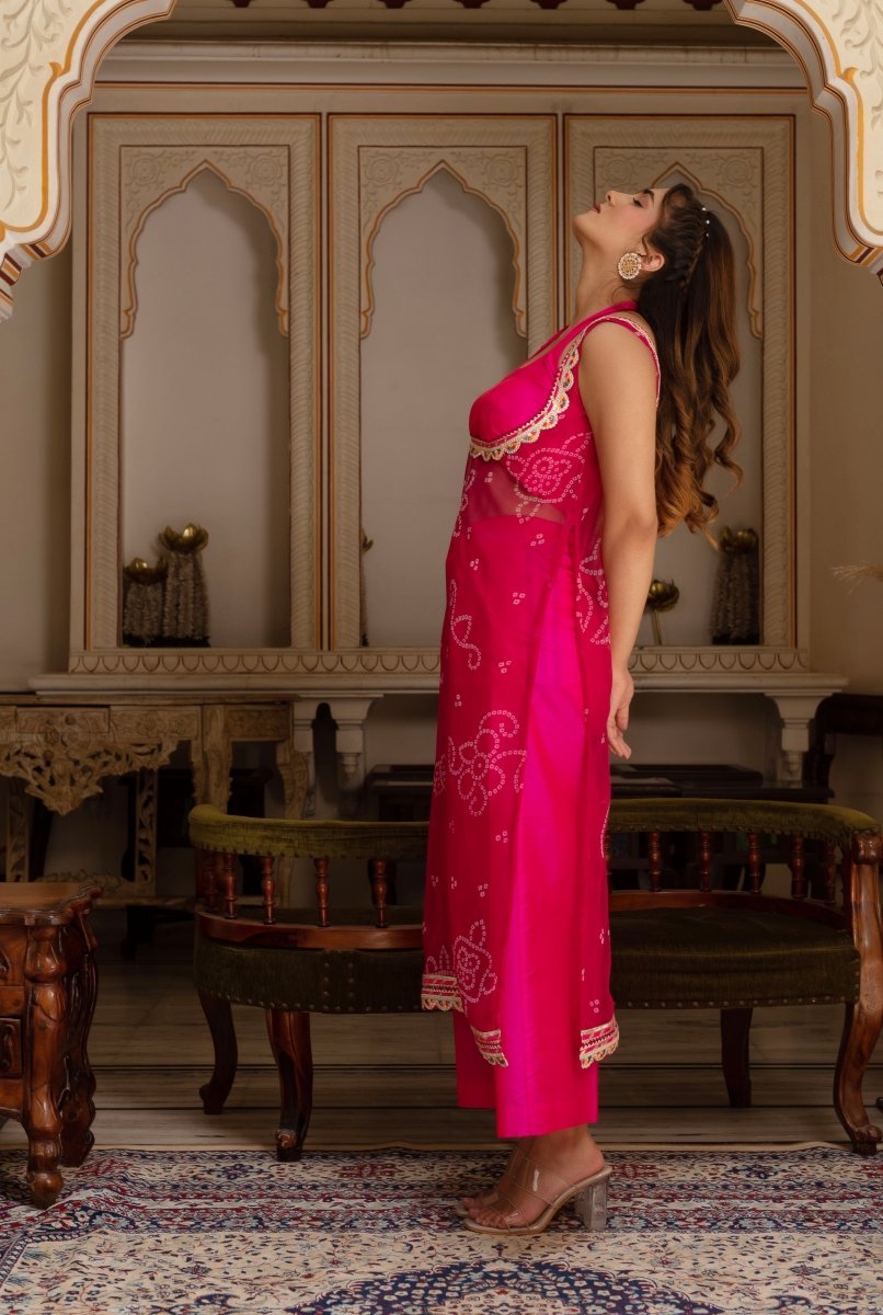Taffeta silk pant set