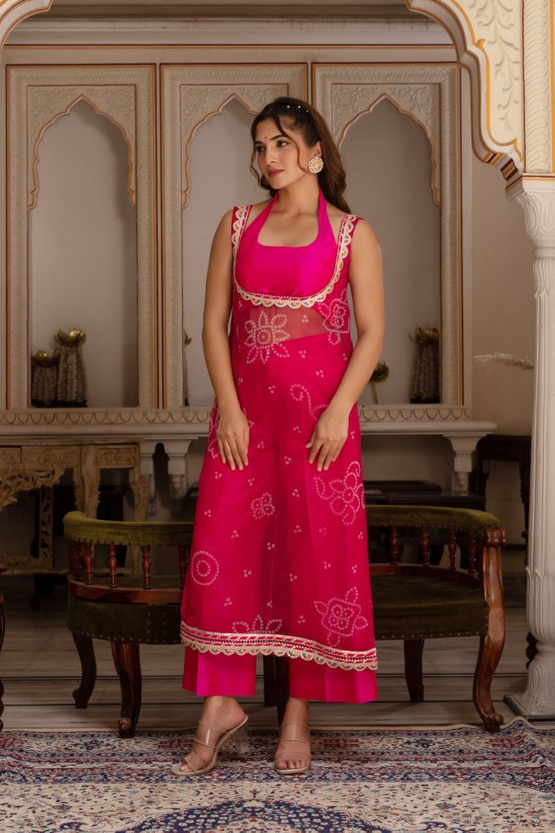Stitched Bandhej kurta