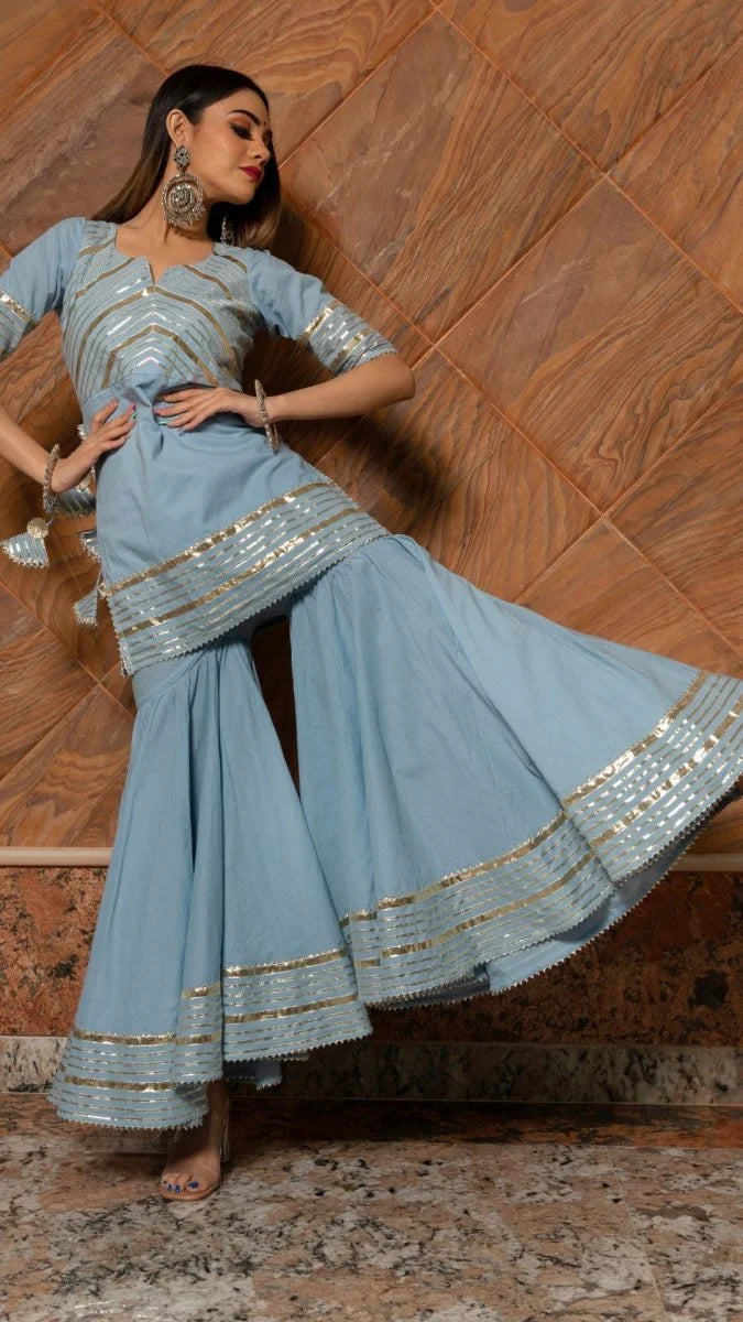 cotton lehenga sharara set