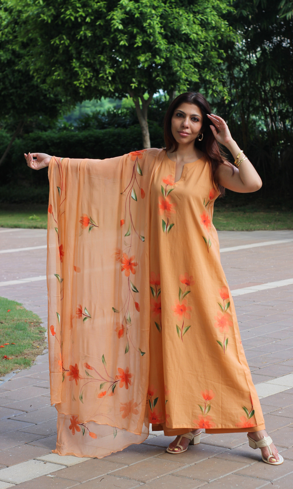 Cotton A-line kurta set