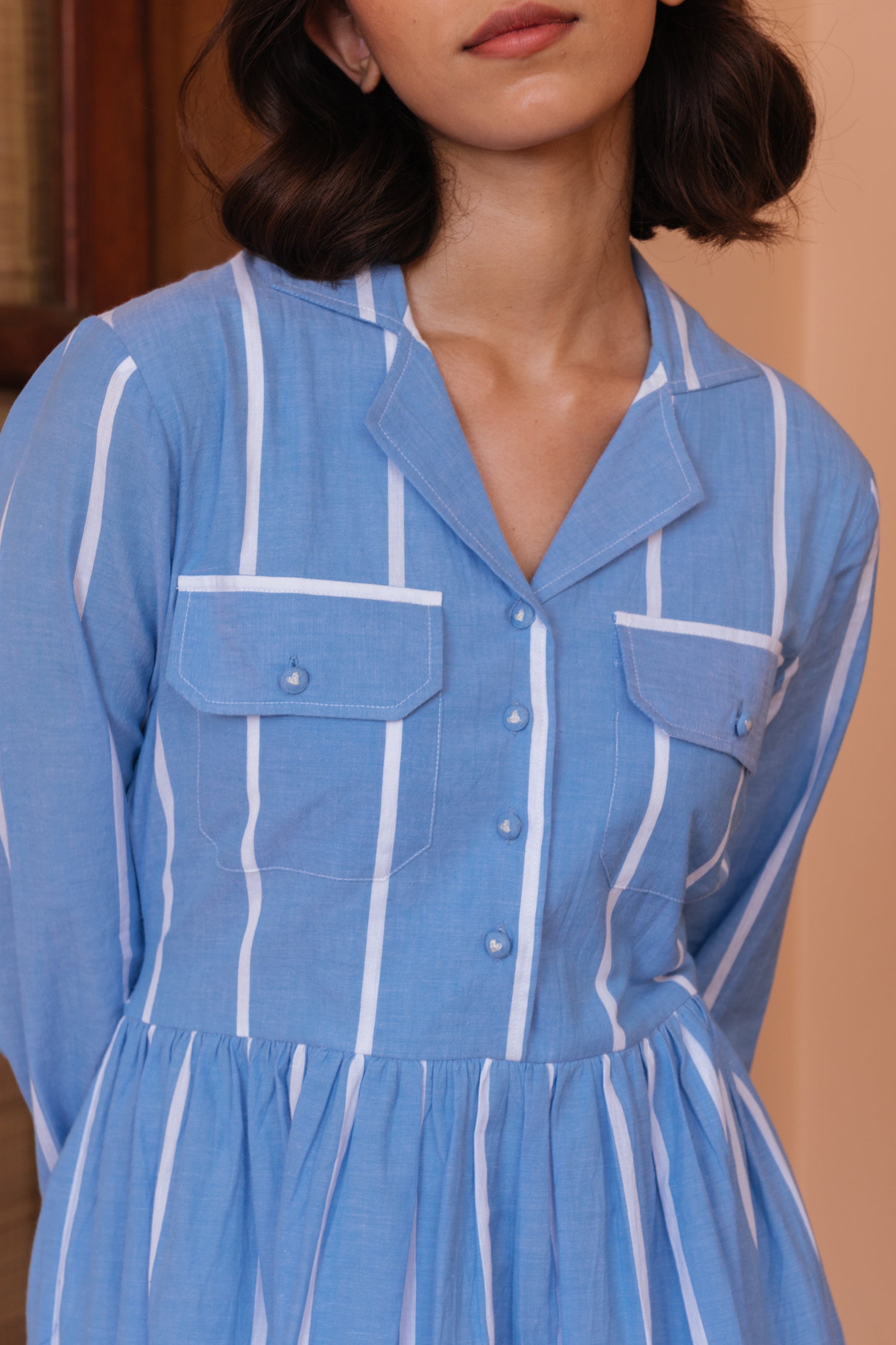 striped cotton dress for women