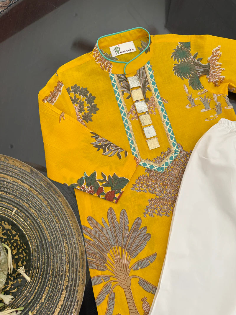 Sunshine Yellow Kurta Pyjama set – By Reet Lifestyle